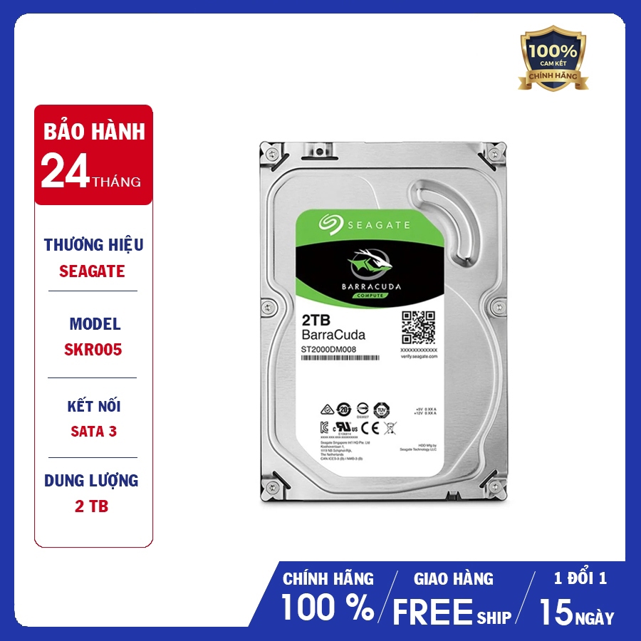 Ổ cứng HDD Seagate Barracuda 2TB 3.5 inch 7200RPM hãng