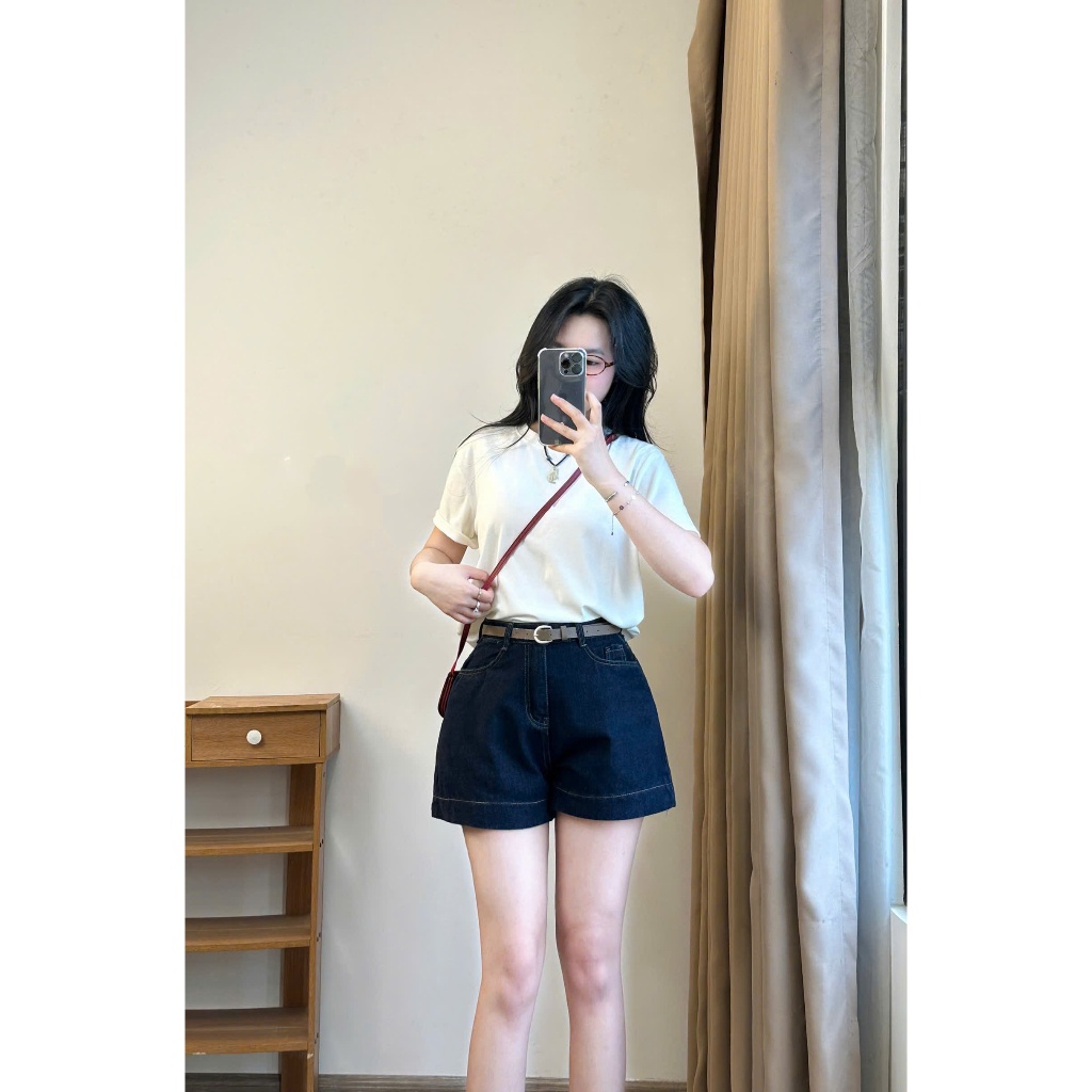 Quần Short Jeans Chỉ Nổi Màu Xanh Than Basic Cá Tính Quansooc7936 | BigBuy360 - bigbuy360.vn