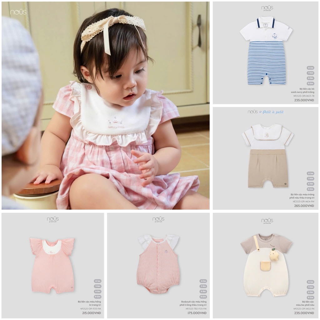 Bộ body cộc Nous petit à petit / Premium cho bé từ 0-18 tháng