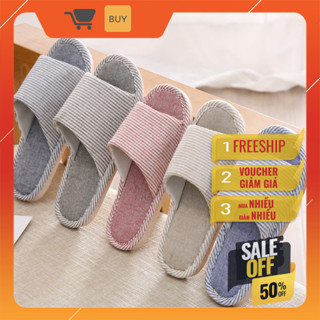   HH-A59  Dép đi trong nhà bằng vải lanh thoải mái êm chân thời trang cho nam và nữ Happyhome1977 