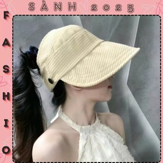 [LIVE] Mũ bucket dáng lưỡi trai khoét nửa đầu trơn chất nhung Nón chống nắng hở chóp móc đeo khẩu trang Sành Fashion