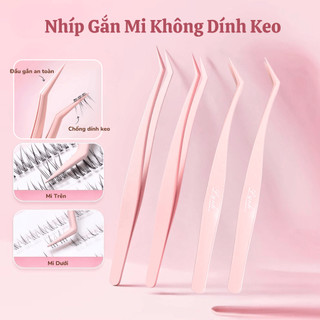  Nhíp gắn mi LYNH hồng chống dính keo chuyên dùng cho mi tự dính và mọi loại lông mi 