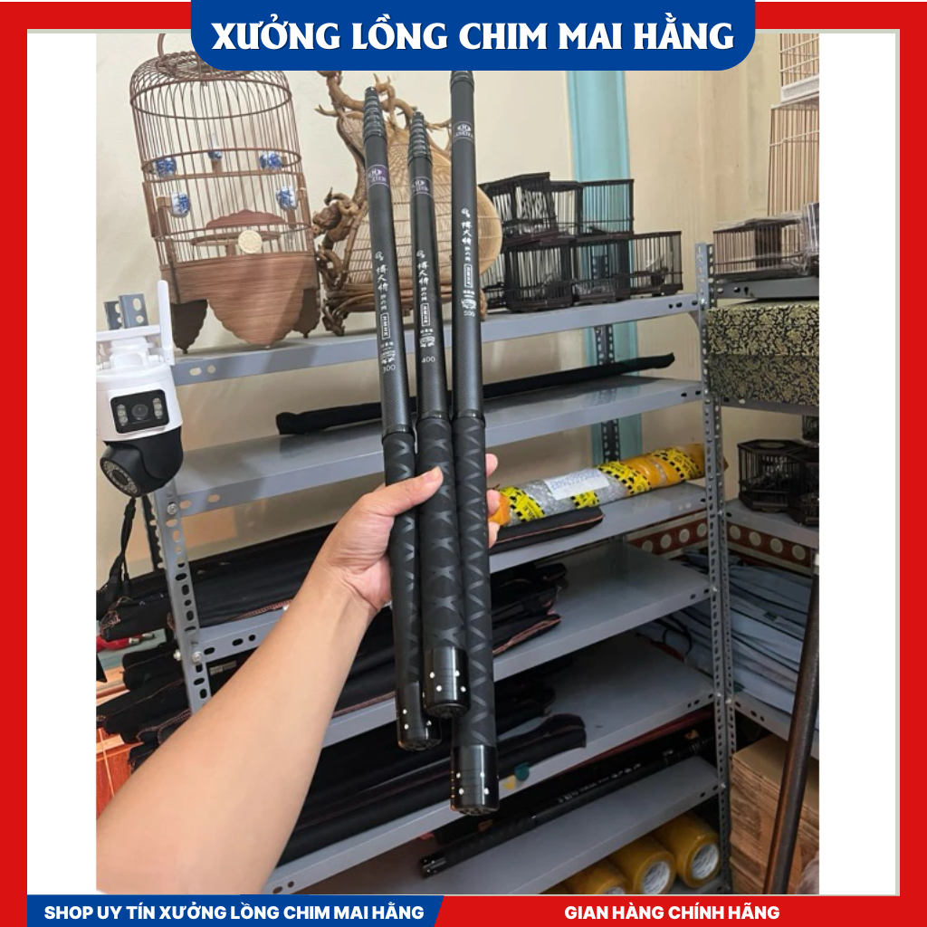  Sào Rút Gọn Carbon Đa Năng Treo Lồng Chim Tặng Kèm Móc Và Túi 