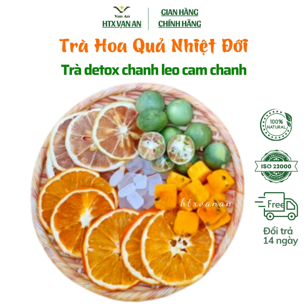 Trà hoa quả detox giảm cân hoa quả nhiệt đới chanh leo cam chanh vàng sấy thăng hoa, trà thảo mộc