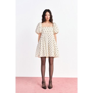  RANDOMLIST - Đầm babydoll tay phồng chấm bi tiểu thư 