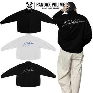 Áo sơ mi big boxy flannel khoác tay dài chống nắng unisex local brand rộng chữ thêu pandax polime