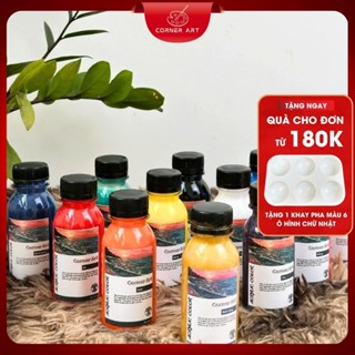 Combo 10 Chai Màu Nước Acrylic 100ml - Bảng Màu Cơ Bản/ Pastel - Vẽ Trên Nhiều Chất Liệu: Giày, tranh, vải, tường....