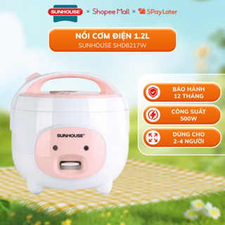 Nồi Cơm Điện 1.2L Sunhouse SHD8217W - Công Suất 500W - Màu Trắng Hồng - Bảo Hành 12 Tháng