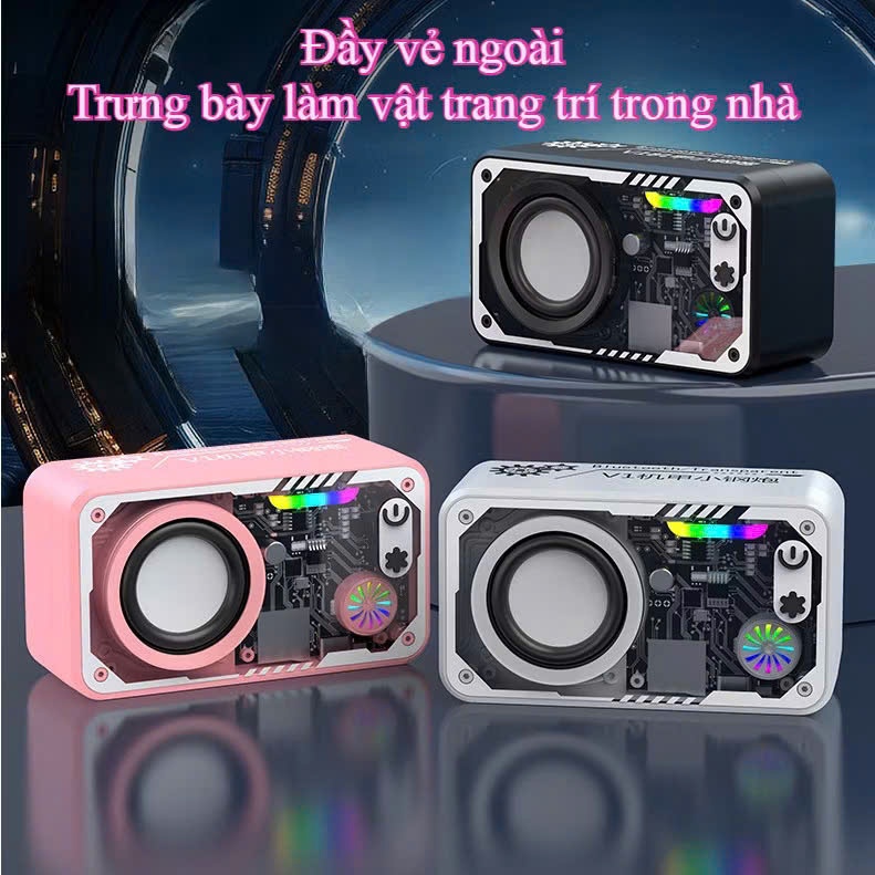 Loa Bluetooth V1 tích hợp đèn LED nháy theo nhạc RGB, và sạc không dây mà không cần nghe nhạc
