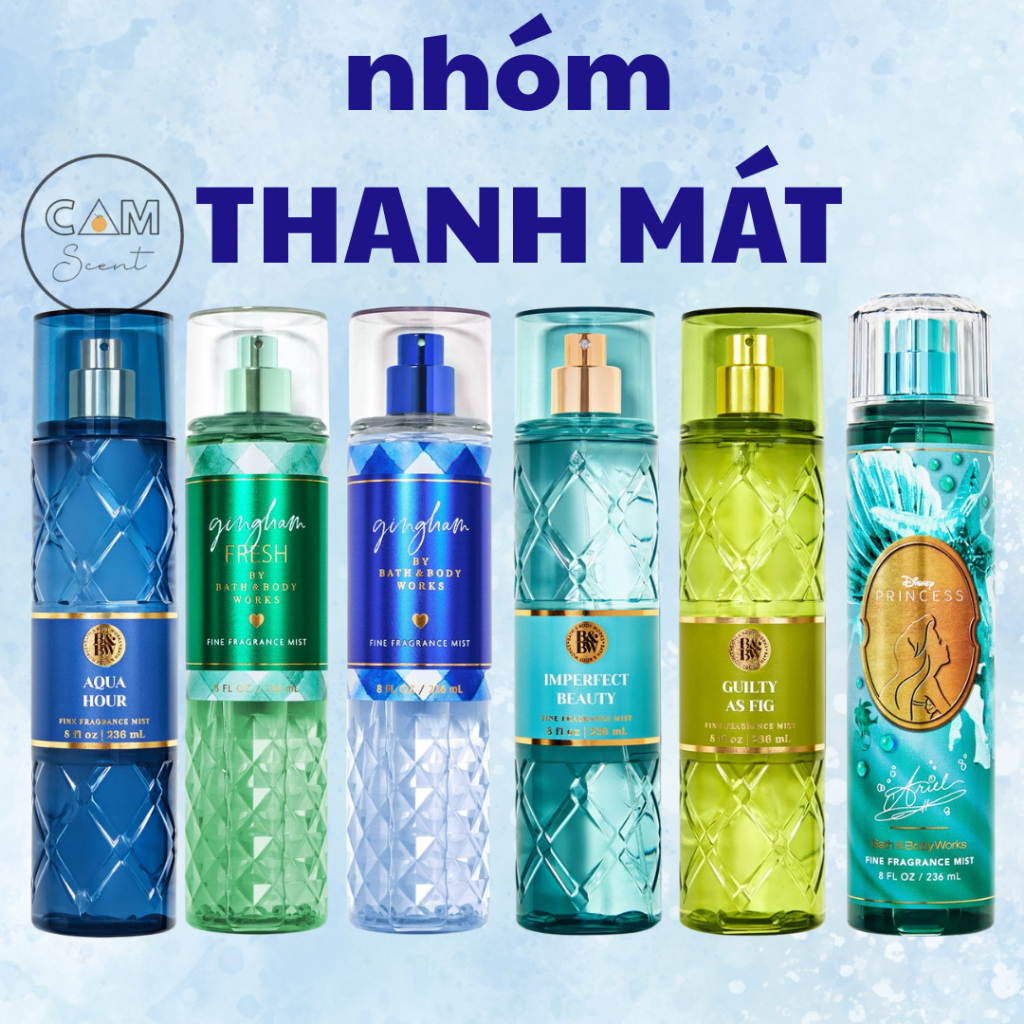 [Bill Mỹ-Chọn Mùi] Xịt Thơm BodyMist Bath and Body Works nhóm hương Thanh Mát