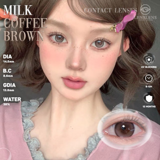Lens Mắt Kính Áp Tròng Nâu Cà Phê Kem Sữa Giãn To Tự Nhiên Milk Coffee Brown 14.5mm