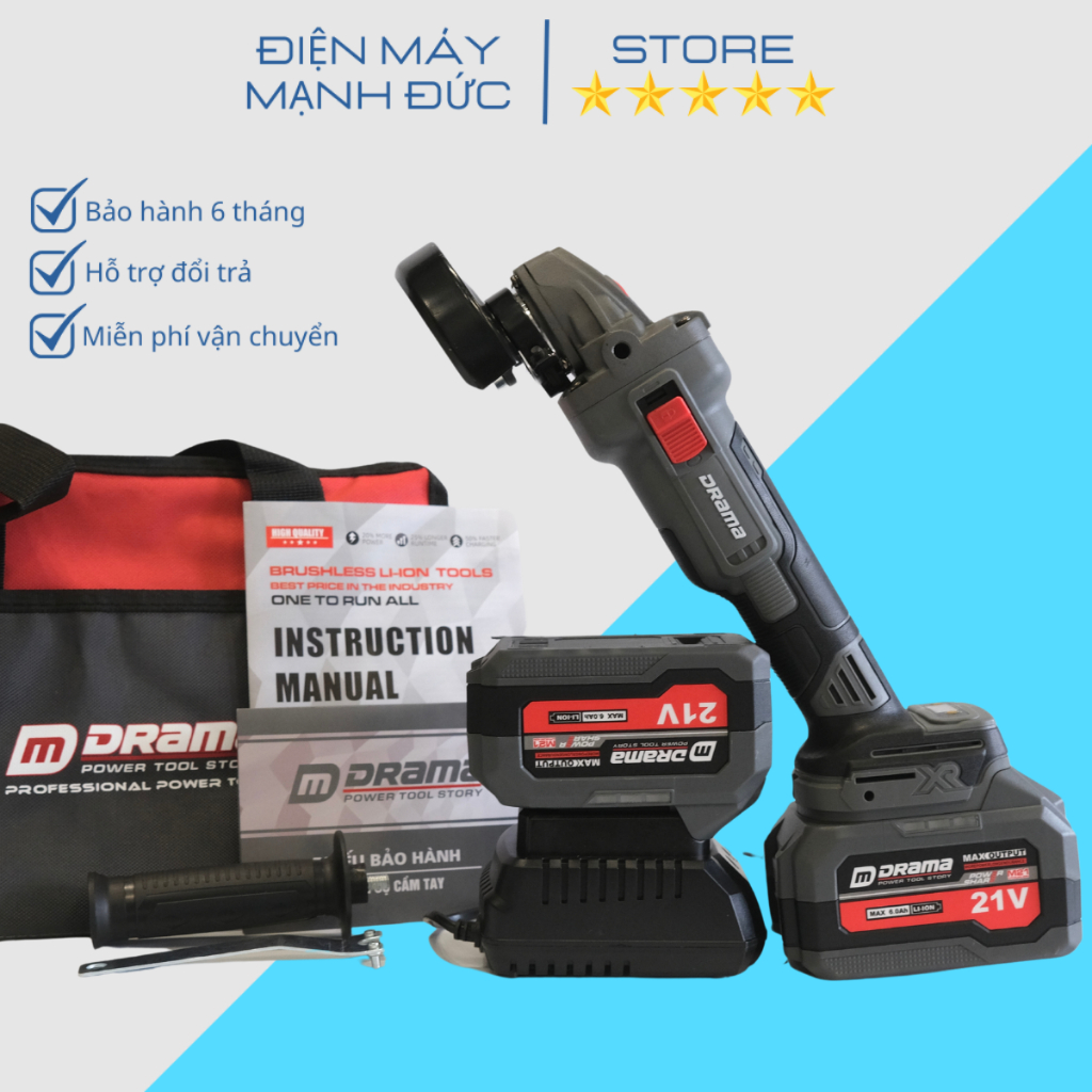 Máy Mài Dùng Pin DRAMA 5100 FLEX, Có Tính Tự Ngắt Khi Vỡ Đá, Động Cơ Bền Bỉ Mạnh Mẽ