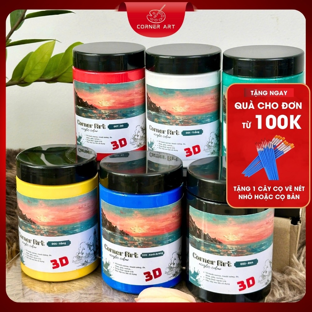 Màu Acrylic 3D Cao Cấp Dạng Hũ 300ML - Chuyên Vẽ Tranh Dành Cho Hoạ Sĩ - Vẽ Được Đa Chất Liệu: Tường, Giấy, Vải, Gỗ,...