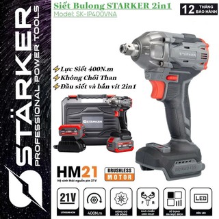  Máy Siết Bulong Máy Bắn Vít Dùng Pin STARKER SK-IP400VNA - không chổi than - lực siết 400N.m 