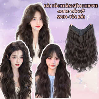 Dải Tóc Giả Xù Mỳ Xoăn Sóng Hippie Kẹp Chữ V Đủ Màu