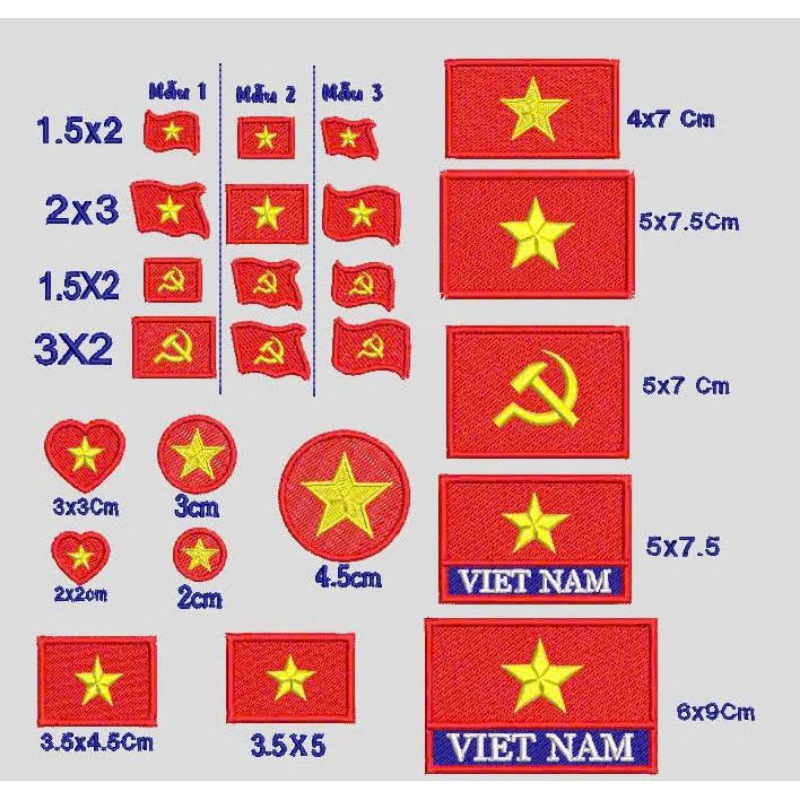 [Patch ủi]Set 10 cái Lá Cờ Việt Nam thêu nhiều sz. Giao shipper trong ngày