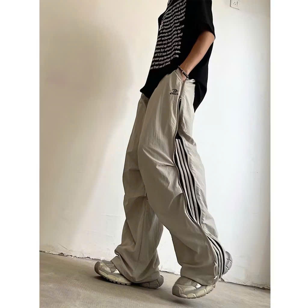 Quần KHÓA 2 ĐẦU ống rộng KẺ SỌC 2 BÊN CÓ THỂ THÁO LẮP NAM NỮ ĐỀU MẶC ĐƯỢC chất vải gió Hàn