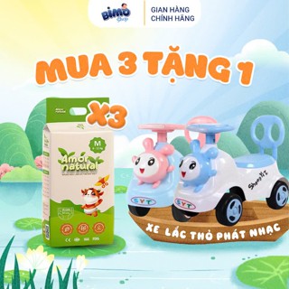 [3A] [TẶNG XE LẮC THỎ PHÁT NHẠC] - Combo 3 Bịch Tã/Bỉm Dán/Quần AMOR NATURAL Việt Nam Mỏng, Thoáng,Đủ Size NB68 - 4XL34