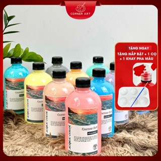 Combo 10 Chai Màu Nước Acrylic 500ml - Bảng Màu Cơ Bản/ Pastel 500ml - Vẽ Trên Nhiều Chất Liệu: Giày, tranh, vải,...