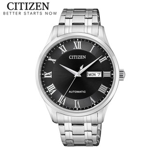 Đồng hồ nam citizen automatic dây thép không gỉ nh8360-80e - mặt đen