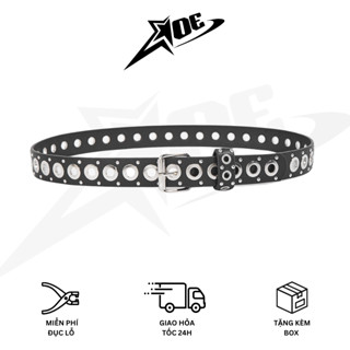  Có sẵn  AOE STUDIO - Thắt lưng nam nữ Y2K chất da PU cao cấp phối khoen bản nhỏ phong cách Gothic 