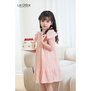  Váy Bé Gái La Glace Elly Linen Cao Cấp – Dáng Xòe Công Chúa Tay Cánh Tiên  2 Màu: Hồng Trắng  