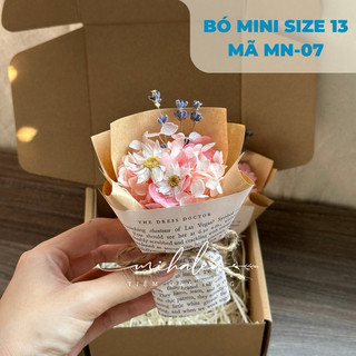   MN-07  Bó hoa tú cầu khô mini kraft size 13 làm quà tặng handmade by Mihalen 