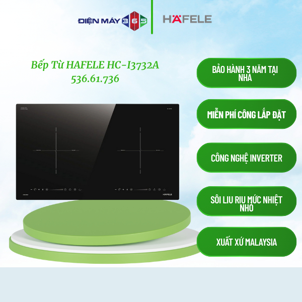 Bếp Từ Hafele HC-I3732A 536.61.736 – 2 Vùng Nấu - Inverter Siêu Tiết Kiệm – Lắp Đặt Miễn Phí