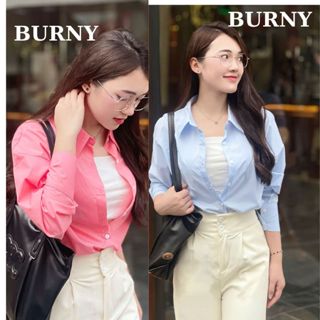  Áo Sơ Mi Dài Tay Dáng  Rộng Màu Pastel Phong Cách Hàn Quốc BURNY 