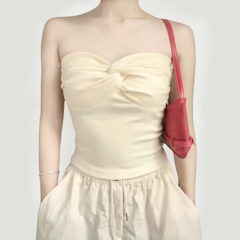 Y1789 Áo ống xoắn ngực borzip croptop Áo tube xoắn ngực tôn dáng | BigBuy360 - bigbuy360.vn