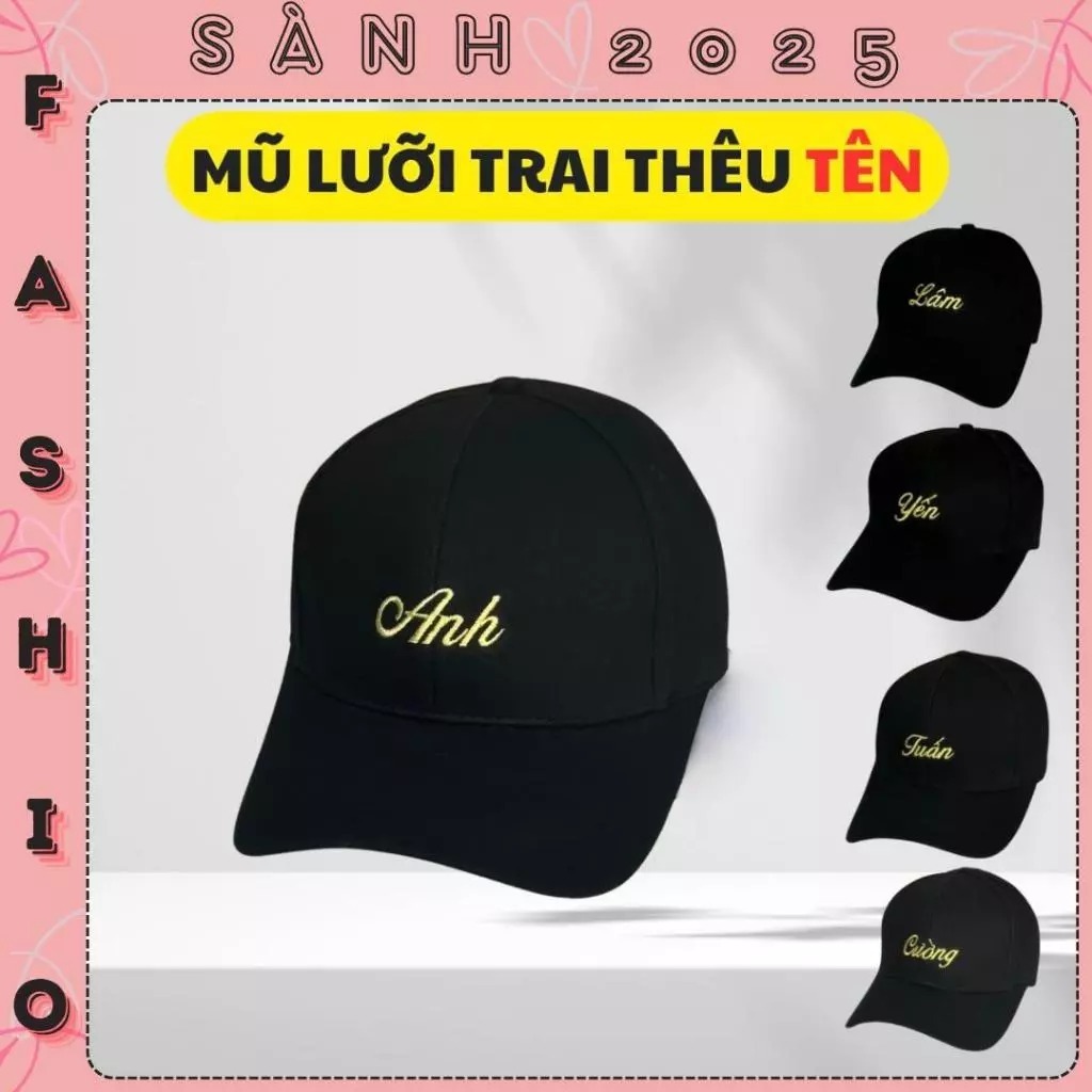 [Tên Có Sẵn] Thêu Yêu Cầu Mũ lưỡi trai thêu tổng hợp Tên cao cấp chất kaki form unisex nam nữ Sành F