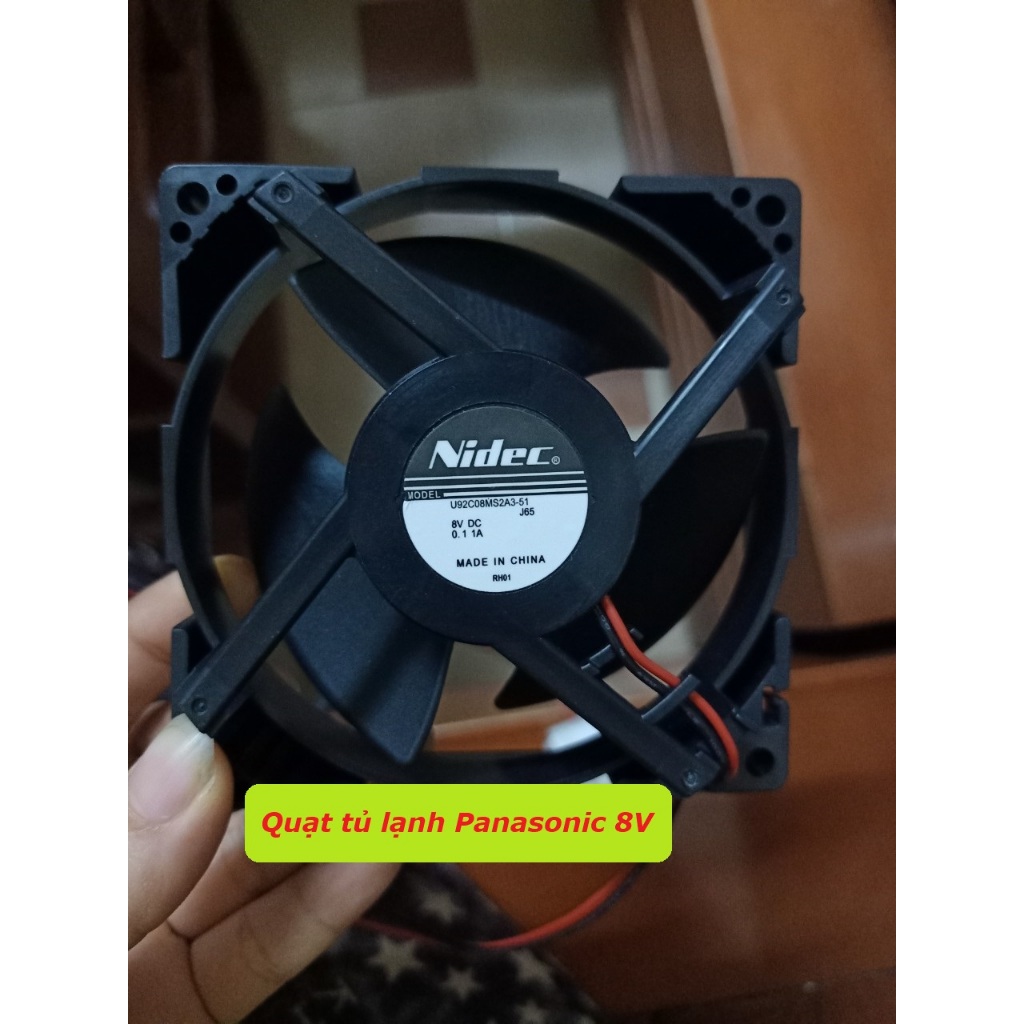 Quạt tủ lạnh Nidec DC8V - 2 dây (hình vuông 9x9cm)