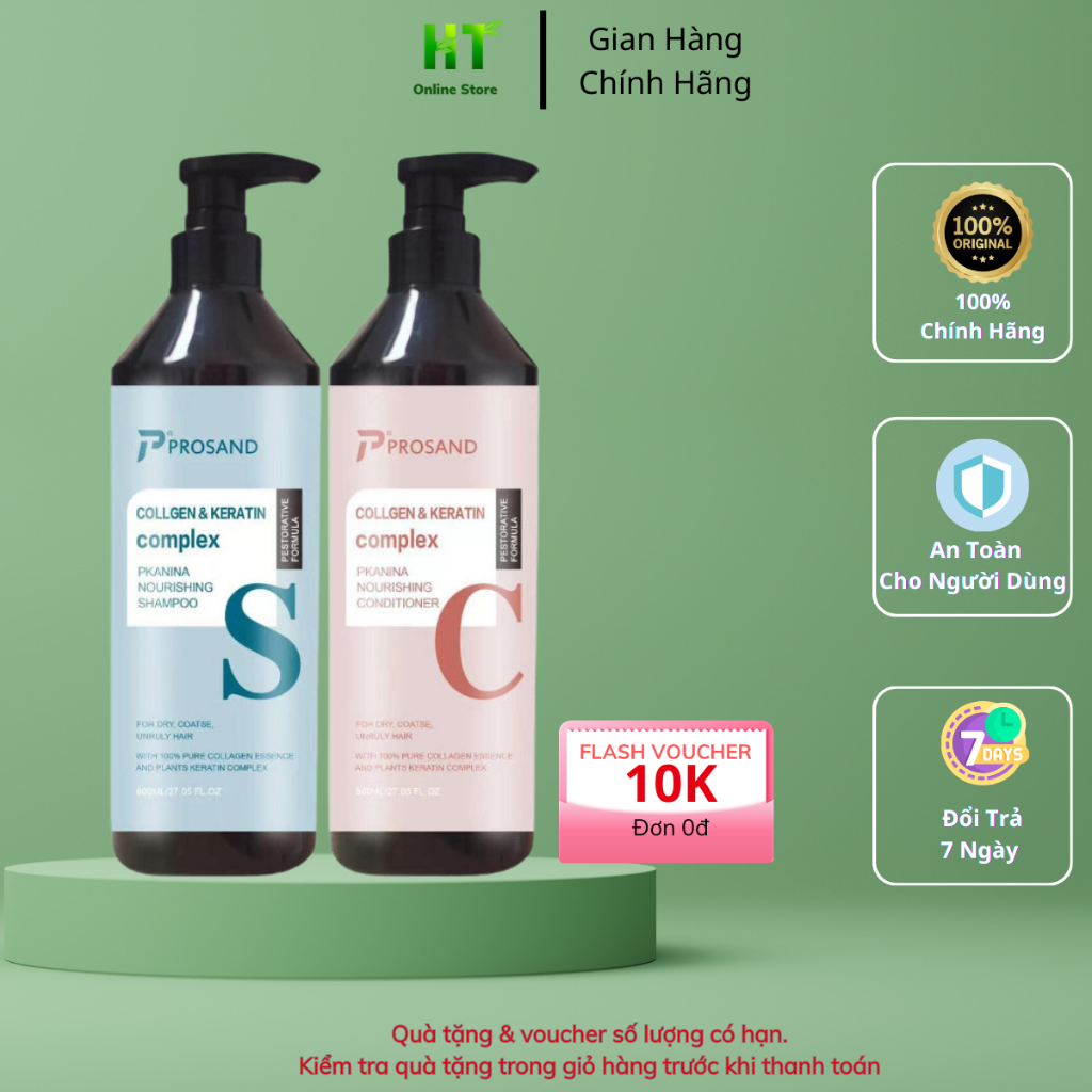 Chính Hãng Cặp Dầu Gội Xả Prosand 800ml-kích thích mọc tóc và phục hồi tóc