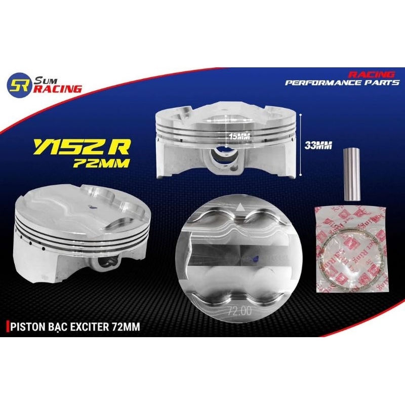 Trái piston nén SUM RACING 72 dành cho Exciter 135, Exciter 150