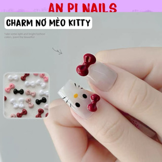  Túi 50 Charm Nơ mèo hello Kitty cute sticker mèo Hello Kitty trang trí nail An Pi Nails 