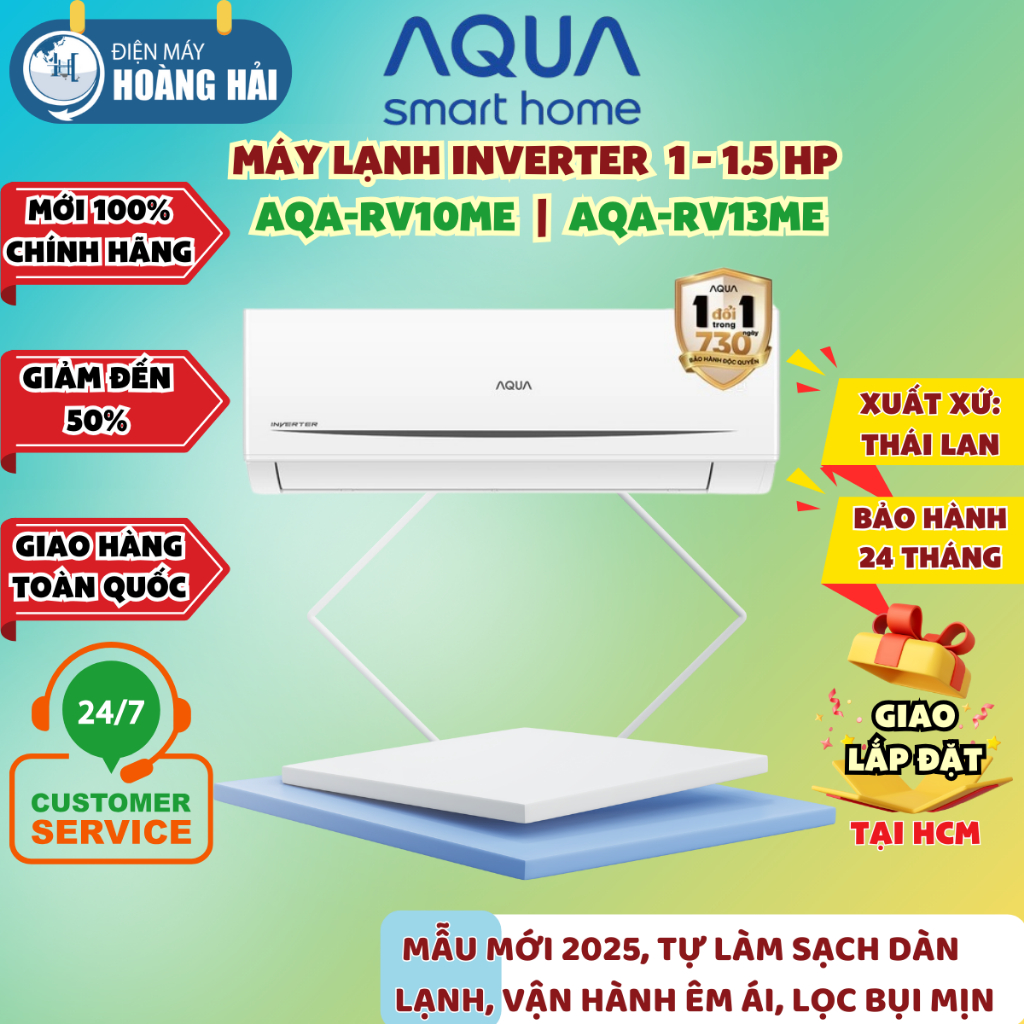 (Hướng Dẫn Mua Hàng ở Mô Tả) Máy lạnh Aqua Inverter AQA-RV10ME (1 HP) | AQA-RV13ME (1.5 HP)
