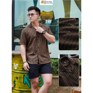 Áo Sơ Mi Cuban kelly với họa tiết kẻ sọc nam tính Menswear