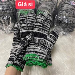 Combo găng tay dày  600gr sợi muối tiêu , bao tay lao động , bao tay chống nắng