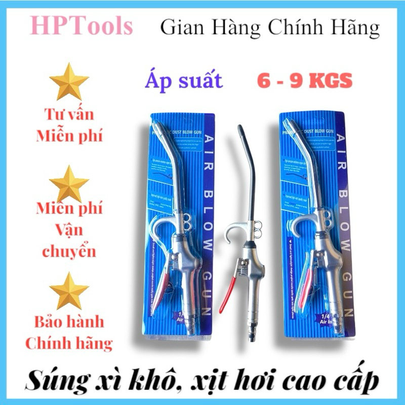 Súng xì khô siêu sịn, xịt hơi, chất liệu thép Chrome không gỉ HPTools