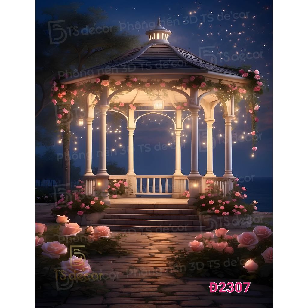 Phông nền background in lụa 3D 5D thiết kế phòng em bé thơ mộng