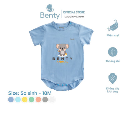 Body chip cao cấp in hình BENTY BT017 size sơ sinh (newborn) đến 18 tháng, bodysuite cho bé