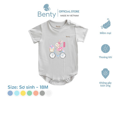Bộ body chip in hình thỏ BT014 BENTY mềm mịn mát cao cấp bé trai bé gái, quần áo trẻ sơ sinh