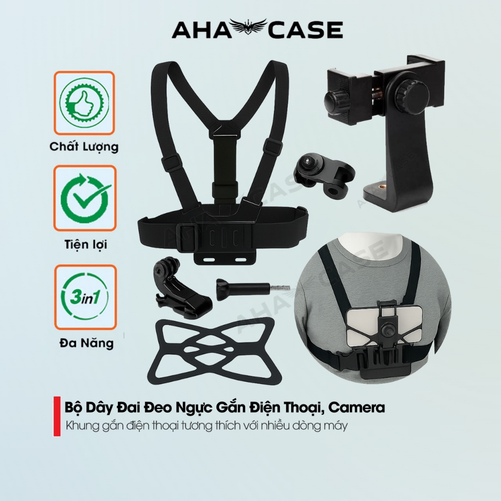 Bộ Dây Đai Đeo Ngực Gắn Điện Thoại, Camera Hành Trình