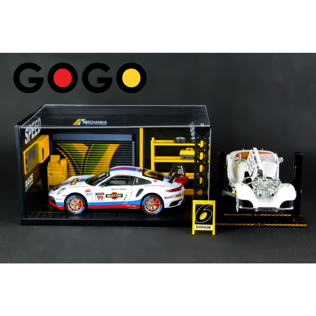 Garage xe mô hình trưng bày sửa xe tỷ lệ 1:24