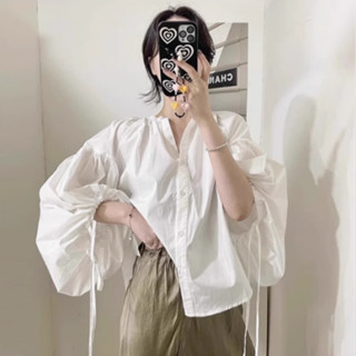  Áo sơ mi linen tay buộc dây 