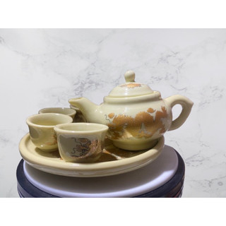 ( Loại đẹp ) Bộ ấm chén pha trà thờ vàng mini, hàng Bát Tràng
