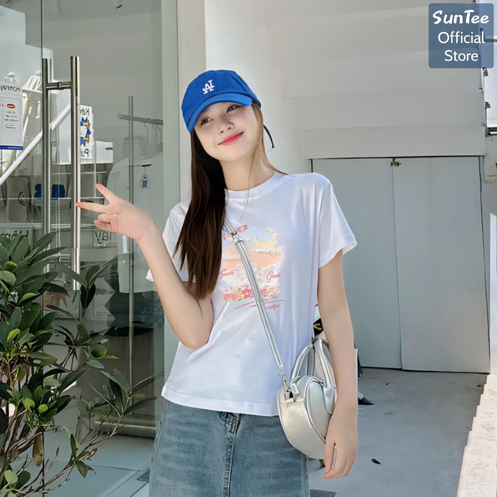 Áo thun nữ form vừa SUNTEE STFV188 phong cách basic in hình 086 vải cotton 250GSM cao cấp thoáng mát | BigBuy360 - bigbuy360.vn