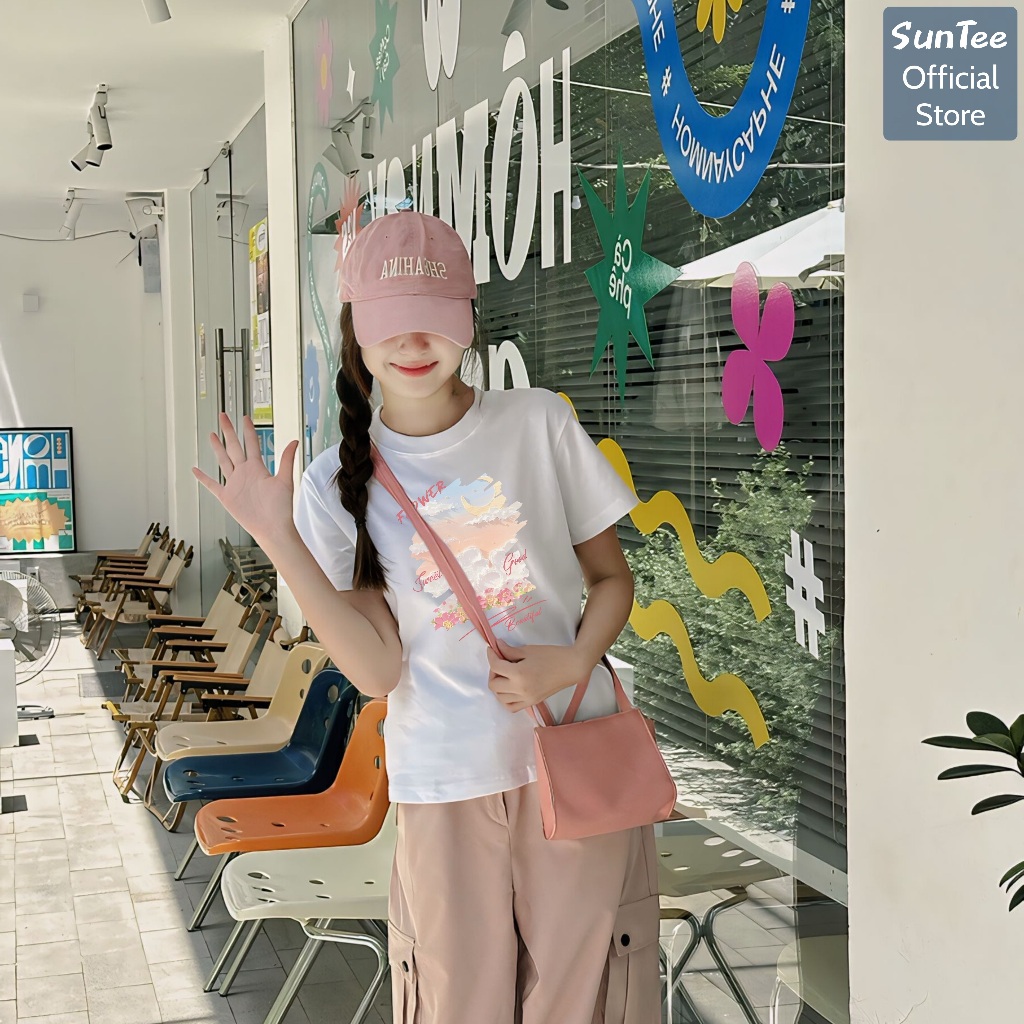 Áo thun nữ form vừa SUNTEE STFV188 phong cách basic in hình 086 vải cotton 250GSM cao cấp thoáng mát | BigBuy360 - bigbuy360.vn