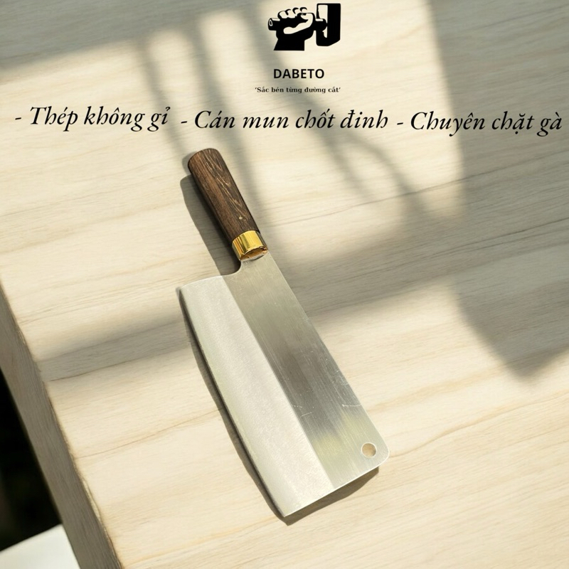 Dao Chặt DABETO Làm Từ  Thép Trắng Kháng Gỉ , Cán Gỗ Mun Chốt Đinh An Toàn Tiện Lợi