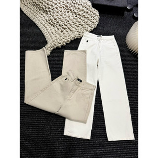 Quần Kaki Jean Nữ Trơn Cạp Cao Ống Rộng Dáng Suông Đứng Chất Kaki Bò hack dáng RiTa Jean